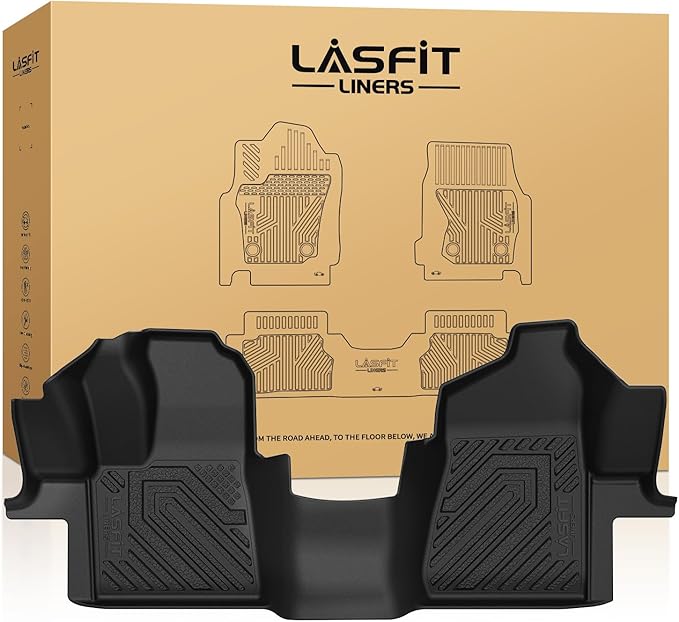 LASFIT Front Floor Mat for 2015-2021 Ford Transit 150/250/350/350HD with Vinyl Floor(Not Fit for Transit Connect) All Weather Protector TPE Car Floor Liner for Transit Vans, 1st Row Only, Black