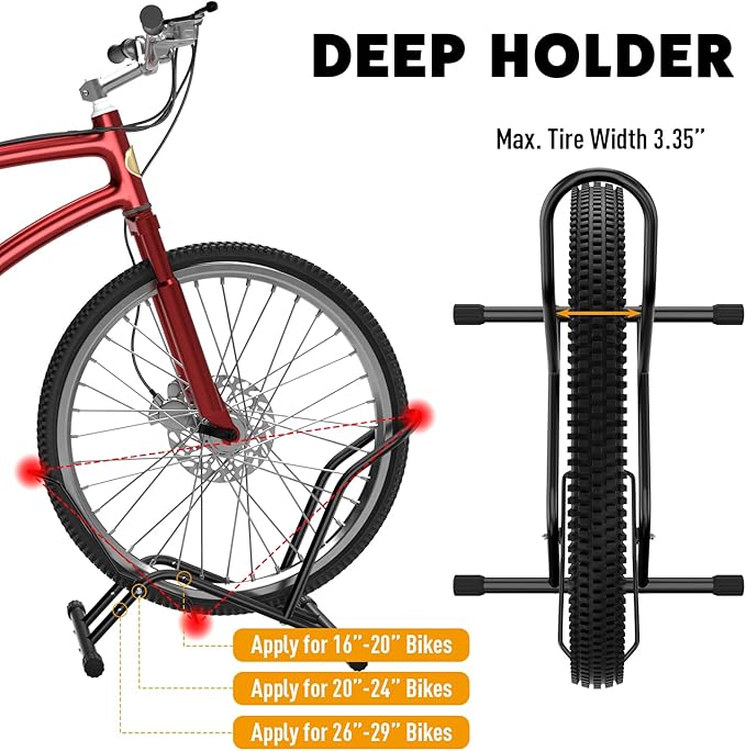 UNITEDPOWER Bike Floor Stand, Adjustable Freestanding Bicycle Storage Parking Rack for Indoor, Outdoor 16''-29" Wheel Stand