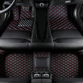 Custom Colors Car Floor Mats Black Pink for 99.9% Sedan SUV Sports， All-Weather Liners Car Floor mat，Luxury Leather Automotive Floor Mats (Black Red,3D Floor Mats)