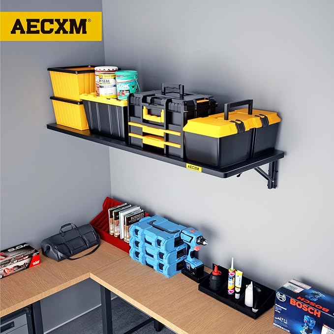 1.2x3ft Adjustable Rail Type Folding Storage Rack Shelf, Suitable for Garage, Storage Room, Kitchens Wall Shelf,Garage Storage Rack Floating Shelves,Folding Panels (1pcs-Black)