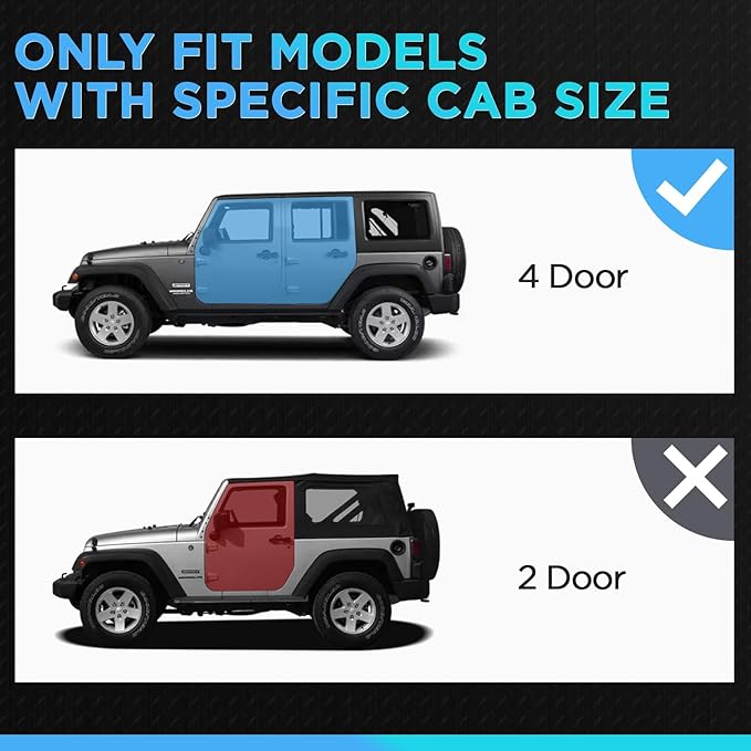 Running Boards Compatible with 2007-2018 Jeep Wrangle JK 4 Doors, Carbon Steel Coated Black Truck Side Steps Rails Nerf Bars