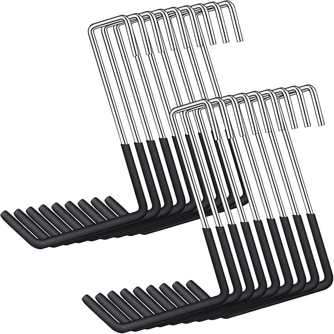 18 Pack Heavy Duty Rafter Hooks for Hanging Vinyl Coated Large S Hooks for Hanging Ladder Bike Hangers Garage Storage Organizer Black