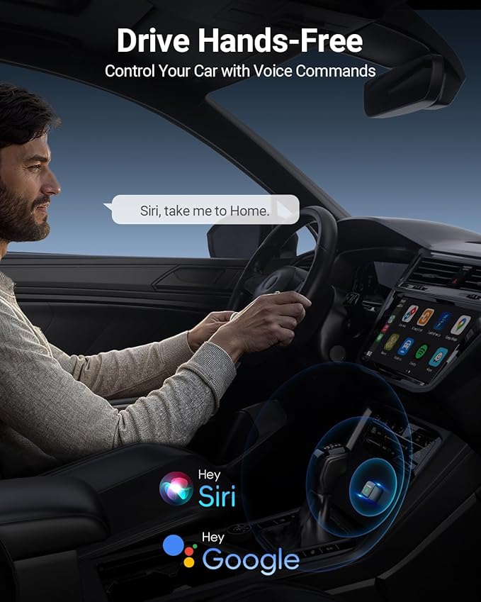 Mini Wireless CarPlay Adapter for Carplay and Android Auto 2-in-1 Mini USB Design for Cars, Plug and Play Converts Wired to Wireless CarPlay for iOS10+/Android 11+, Black