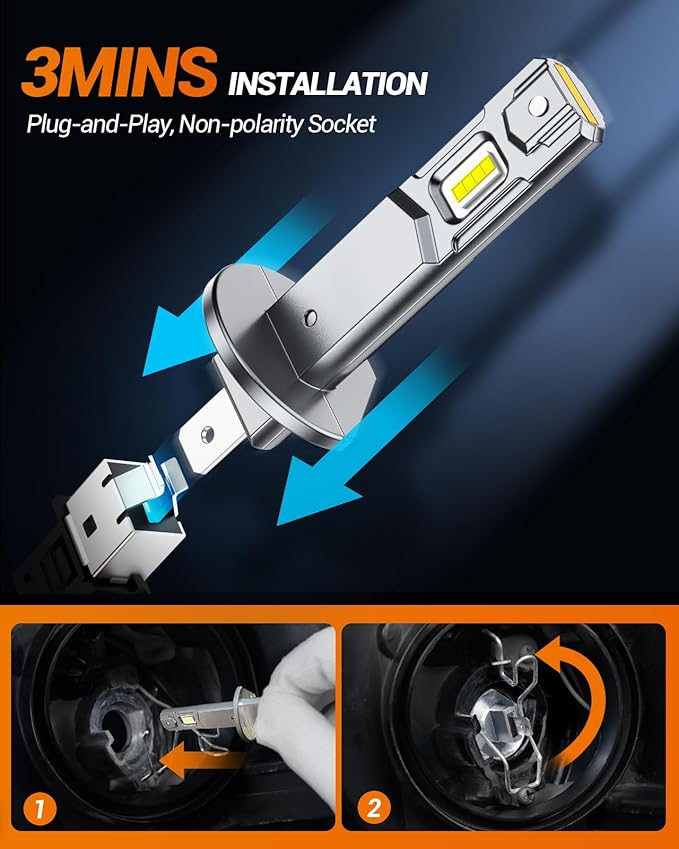 SEALIGHT H1 H7 Fog Bulbs Combo, 2024 Upgraded 100,000LM Fog Lights with 14000RPM Cooling Fan, 1:1 Design Fog Light Bulbs, Plug-N-Play, Pack of 4