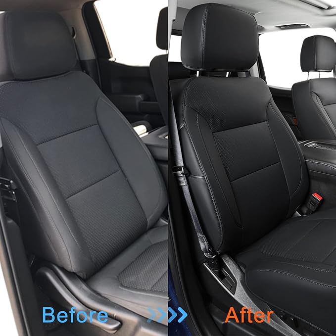 LUCKYMAN CLUB Custom Fit Seat Covers for 2019-2024 2025 Chevy Silverado Sierra 1500 Crew Cab, 2020-2024 2025 Silverado Sierra 2500 3500 Crew Cab (Black)