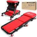 Nilight 40" Z Creeper - 2-in-1 Folding Rolling Mechanic Seat, 40 inches Adjustable Lay-Down or Sit Garage Chair, 330 lbs Capacity, Red Black