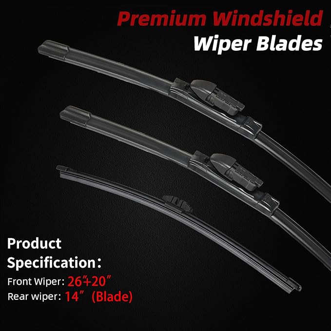 OTUAYAUTO Windshield Wiper Blades - Replacement for BMW X5 2019-2023, Front and Rear Wipers Set, Top Lock - 26"+20"+14" (Pack of 3)