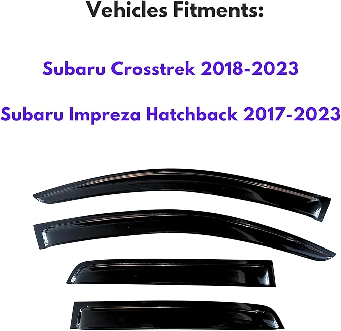KPY Window Visor Compatible with Subaru Crosstrek 2018-2023 & Impreza Hatchback 2017-2023, 4PC Rain Guard Side Window Vent Deflectors Tape-On Style, 2017 2018 2019 2020 2021 2022 2023 2024