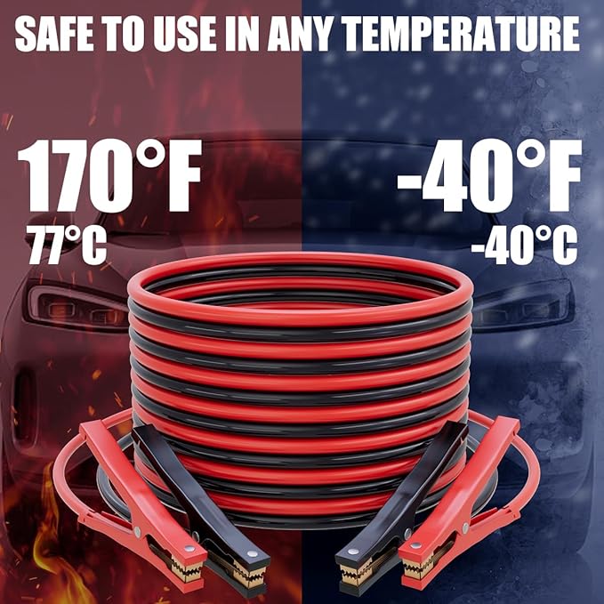 Jumper Cables for Car Battery, 8 Gauge 12 Feet 600AMP, Automotive Booster Cables for Jump Starting Dead or Weak Batteries with Carrying Bag Included