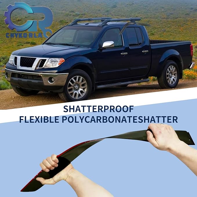 Window Visor Rain Guards Fit for Nissan Frontier Crew Cab 2005-2021 Trucks, Outside Mount Vent Deflector, Smoke Tinted Side Wind Window Deflectors for Nissan Frontier Accessories 94407