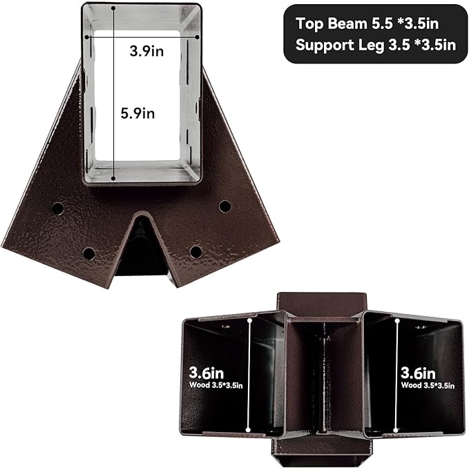 Heavy Duty Swing Sets Brackets Including 2 A-Frame Swing Set Brackets and 4 Swing Hangers for Playground Equipment Mounting Parts Hardware Included (Bronze)