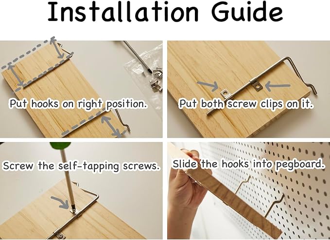 Shelves for PegBoard, Pine Wooden Pegboard Shelf Wall Organizer, Wooden Board for Walls Home, Garage Tool Storage, Office Organization, Kitchen, Craft Room,1 Pack