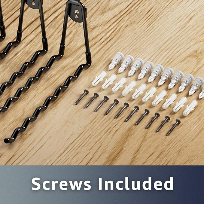 Garage Hooks, Large 2-Pack Shed Storage Hanger 11.8" Long Heavy Duty Wall Mount Double Holder with 2 Extension Cord Storage Straps, Organize Yard Utility Garden Tool Hanging Ladder Black