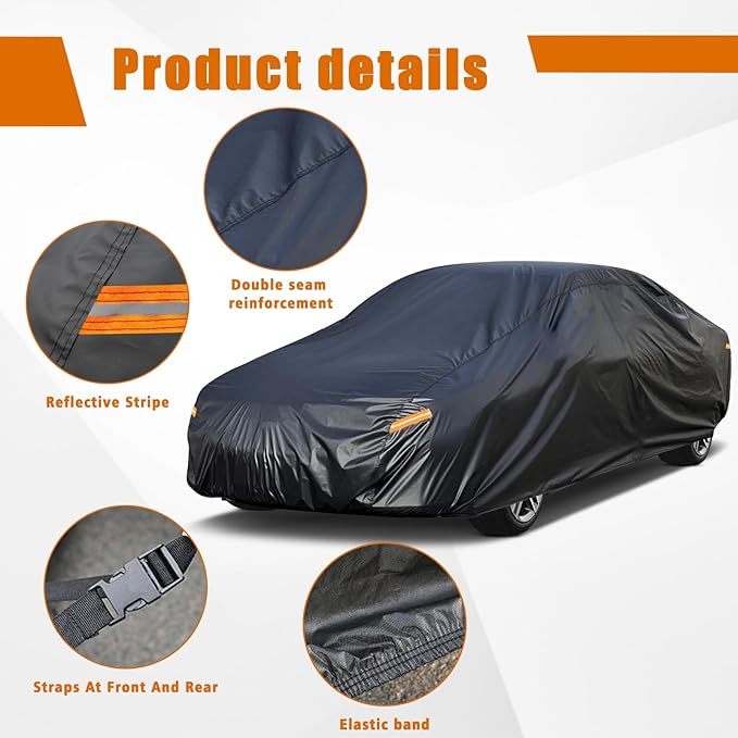 Kayme 7 Layers Car Cover Custom Fit for Chevrolet Chevy Camaro (2010-2025) Waterproof All Weather for Automobiles, Outdoor Full Cover Rain Sun UV Protection.Black