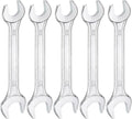 HARFINGTON 5pcs Double Open End Wrench 13mm x 17mm Metric 15 Degree Offset Angle Small Flat Head Wrench Galvanizing Open Ended Spanner for Automotive Repair Furniture Assembly