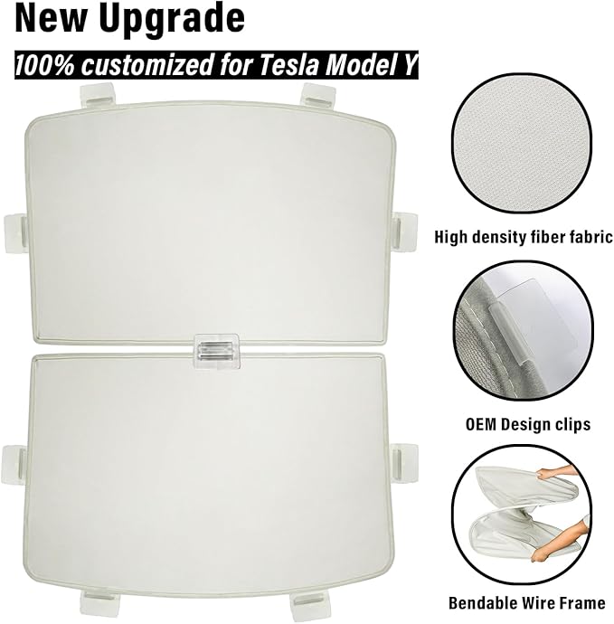 Sze 4Pcs Sunroof Shade for Tesla Model Y 2020-2023 2024 2025 Sunroof Cover Foldable Roof Window Sun Protection Glass Roof Sunshade for Tesla Model Y UV Reflector Sun Visor Primary White