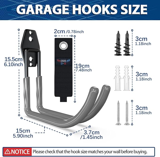 3-H Large Garden Hose Holder Wall Mount 4 Pack,Solid Steel Hose Hanger,Water Hose Holders for Outside,Perfect for Hanging Outdoor Air Hose,Ropes,Pipes,Garden Tools,Ladders,Bikes,Bulk Items(Gray)