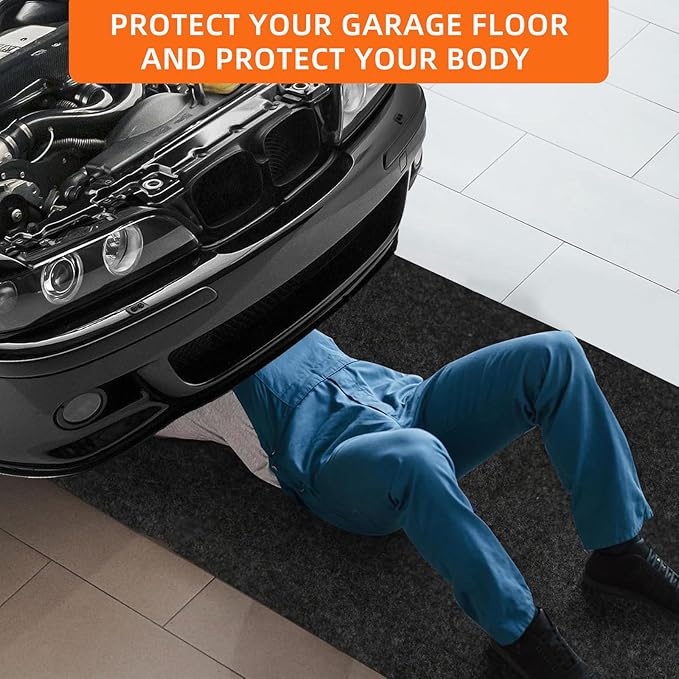 Garage mats for Floor Upgraded, 17 x 7.4 Ft, Garage Floor mats for Under car, Oil Spill mat, Absorb Oil Quickly，Reusable, Protects Floor 3mm TPR Non-Slip Thickening