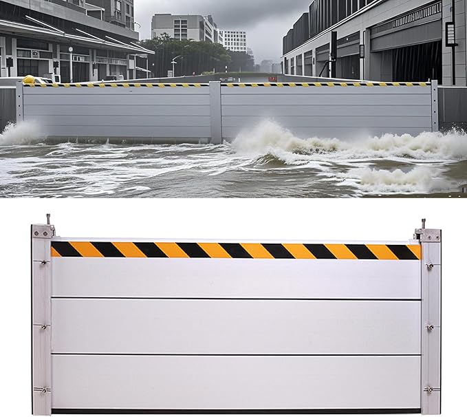 Reusable Heavy Duty Aluminum Flood Barriers for Home Exterior, Flood Protection Barriers Water Barrier Door Quick Detachable Garage Doors Detachable Mobile Rain Water Baffle ( H 39.4 inch L 19.5FT)