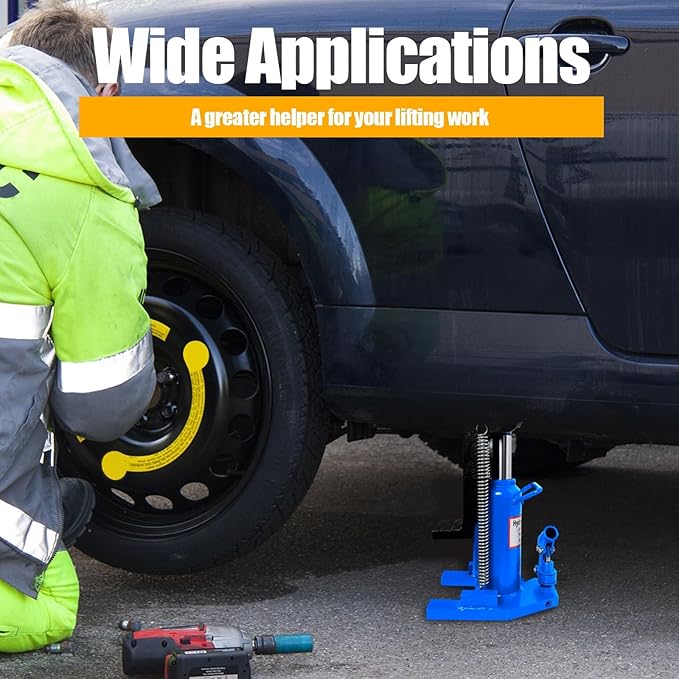 Hydraulic Toe Jack Lift, 10 Tons (Toe) to 20 Tons (Top), Stainless Steel Air Hydraulic Claw Jack with Handle, Hydraulic Jack, Claw Jack, for Garages, Airports, and Factories (Blue - 20 Ton)