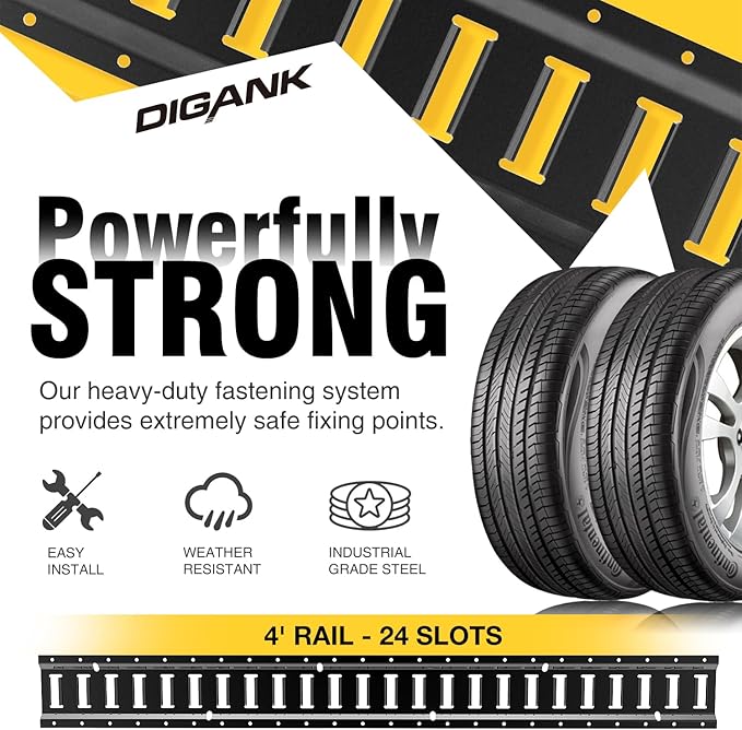 E Track 4'（4 Pack） with Powder-Coated Steel Trailer Tie Down for Garages, Trucks, Pickups, and Vans, E-Track Rail Reliable Cargo Restraint (Screws Not Included)