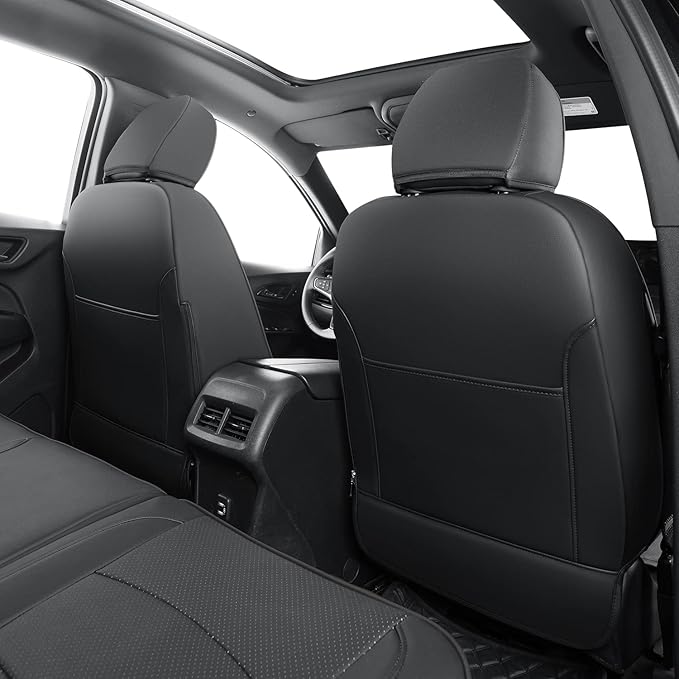 RISINGSTAR Terrain Seat Covers, fit for 2018-2024 GMC Terrain SUV with Rear Split Seats, Water Proof Faux Leather(Full Set, Black)