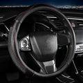 Leather - Car Steering Wheel Cover 15 inch Universal Fit Microfiber Steering Wheel Cover Anti-Slip, Soft, Breathable, Full Surround Car Wheel Cover (Red)