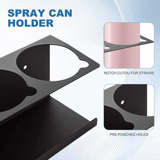 4 Pack Heavy-Duty Aerosol Spray Can Holder, 5 Can Spray Bottle Holder Steel Wall-Mounted Shelf for Garage, Craft Workspace and Home