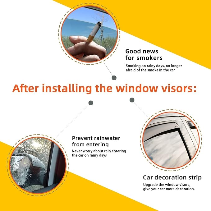 4 pcs Compatible with 2000-2004 Nissan Xterra Front+Rear Sun/Rain Guard Outside Mount Window Visors