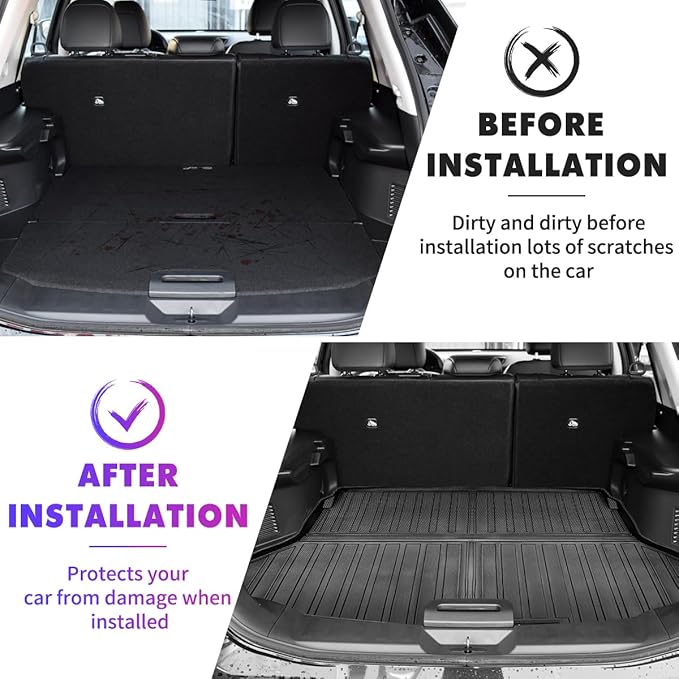 Fit for Nissan Rogue 2020-2014 Cargo Mats, All-Weather Rear Trunk Mat Rear Seat Cargo Cover Liners Protector for 2014 2015 2016 2017 2018 2019 2020 Nissan Rogue Accessories