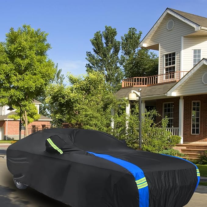 Avecrew Car Cover Waterproof All Weather for Dodge Challenger Automobiles, Outdoor Full Exterior Covers Fit 2008-2023 for Dodge Challenger with Windproof Strap