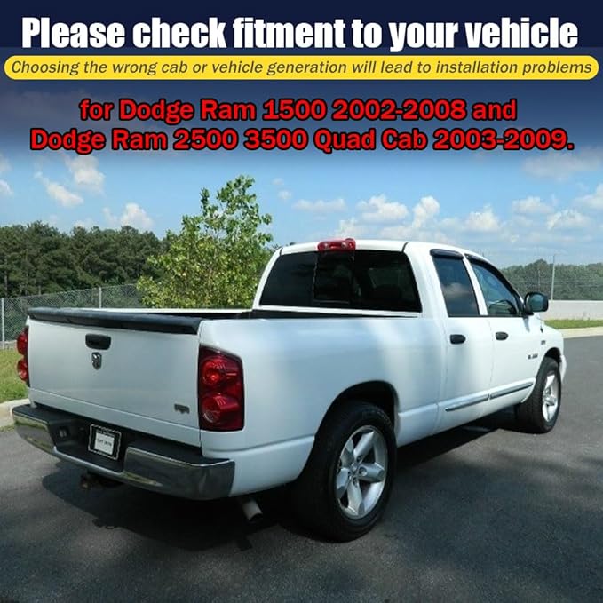 Rain Guards for Dodge Ram 1500 2002-2008 + Dodge Ram 2500 3500 Quad Cab 2003-2009, Tape-on Side Window Deflectors for Ram, Window Visors for Trucks, Car Accessories 4 Rain Guards ＆ 2 Car Coasters