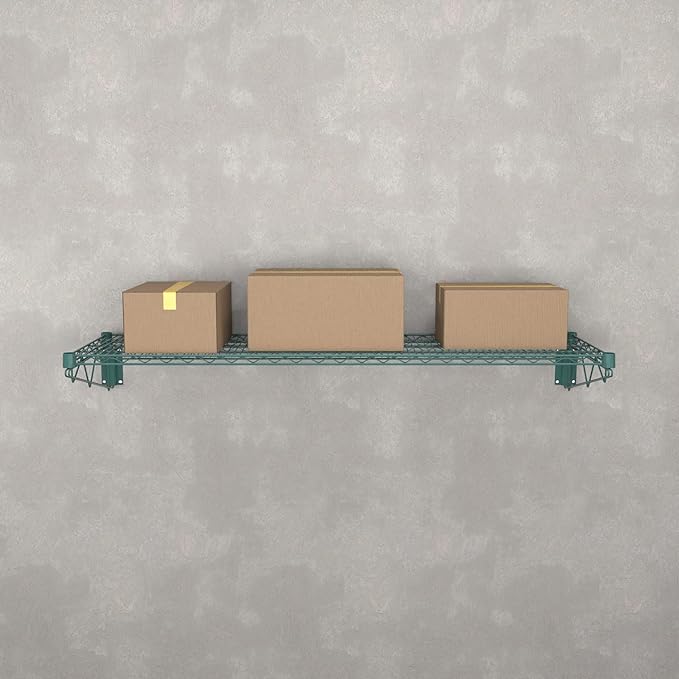 18" x 60" Green Epoxy Wire Wall Mount Shelf