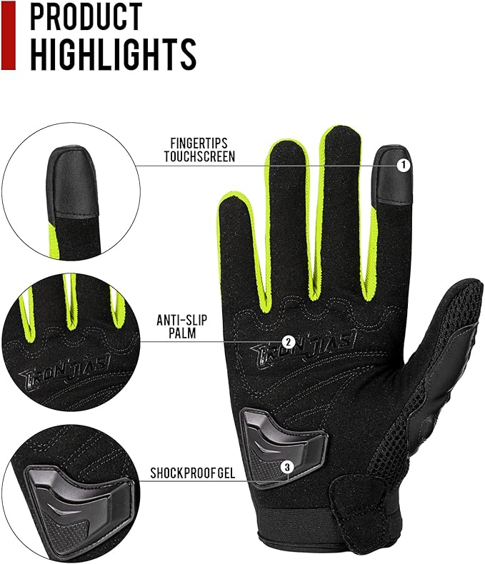 BORLENI Motorcycle Gloves Touch Screen for Men Women Padding Hard Knuckle Cycling Motorbike ATV Hiking Riding Climbing Glove