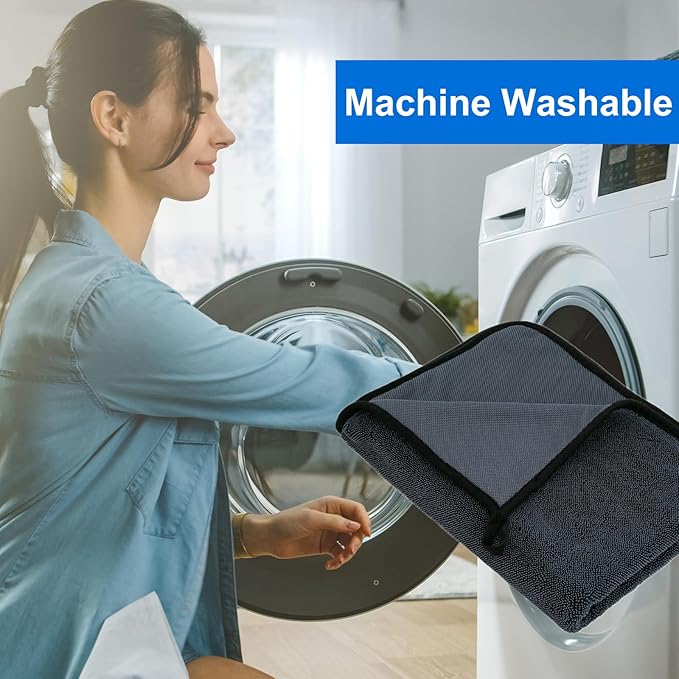 CICMOD Car Drying Towels 35"x24" Large Microfiber Towels for Car Detailing 600 GSM Gray - 4 Pack