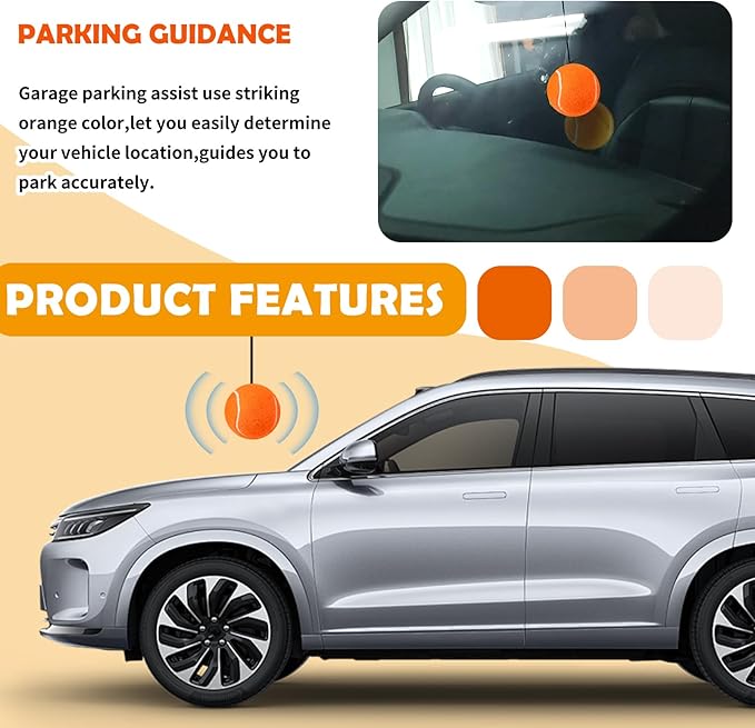 2PCS Garage Parking Aid,Height Adjustable Garage Parking Sensor for Guided Garages Parkings,Fashion Tennis Garages Car Stop Indicator for Avoiding Collisions Cars Accessories (Orange/2PCS)