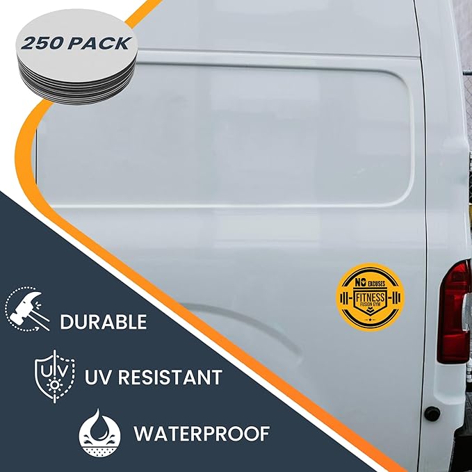 Magnet Me Up Customizable 30 Mil Round Magnet- 6”, 250 PK Weatherproof Car Magnet for Businesses, Sports Teams, Fundraiser, Personal Expression- Custom Text & Logo- Strong Magnetic Vinyl for Vehicles