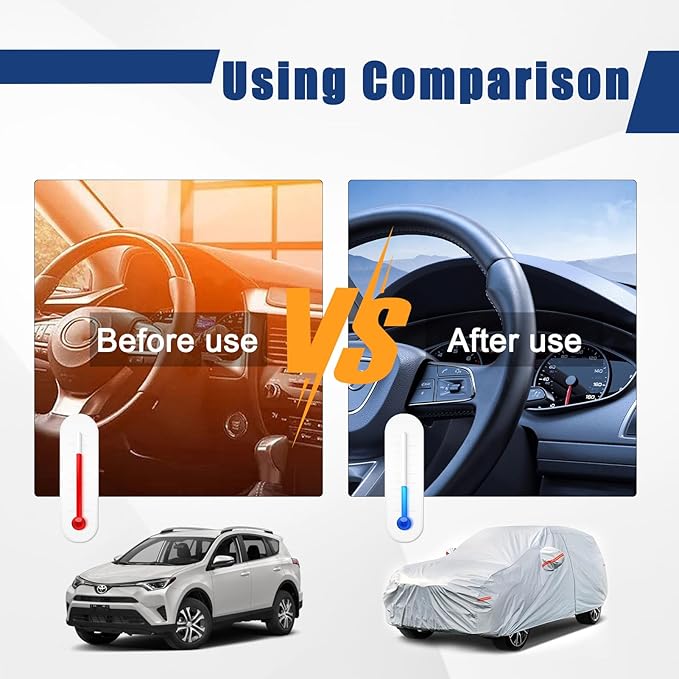 Kayme 6 Layers SUV Car Cover Custom Fit for Toyota RAV4 (2006-2025), Waterproof All Weather for Automobiles,Rain Sun UV Protection.Silver
