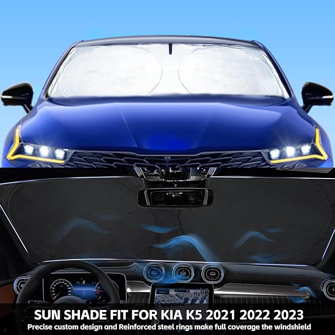INSAUTO for K5 Windshield Sun Shade Window Sunshade for Kia K5 2021 2022 2023 2024 2025 2026 Windshield Cover Foldable Car Front Sun Visor Shield Blocks UV Rays Sun Protector Accessories