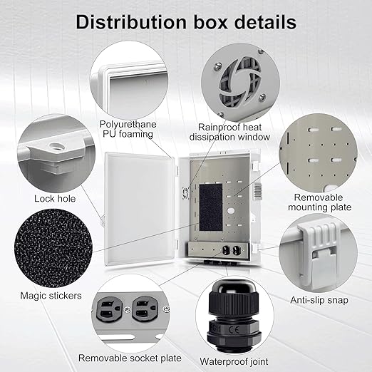 Outdoor Electrical Junction Box with High Power Outlet, ABS Water Resistant Enclosure with Internal Mounting Panel & Hinged Cover (16" H* 12" L* 4" W)
