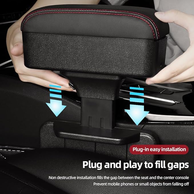 JEYODA Car Armrest Box with Cup Holder Car Central Liftable Armres Storage Organizer Box Arm Rest，Car Seat Gap Filler Organizer (Brwon)