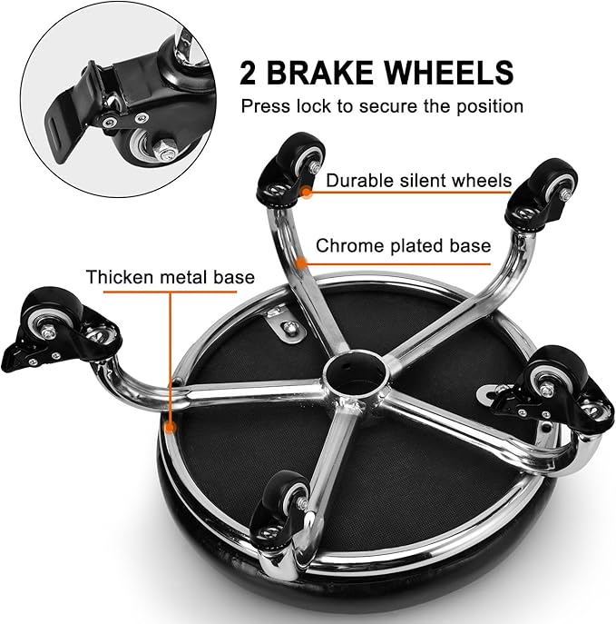 Low Rolling Stool, Low Stool with Wheels, PU Leather Low Roller Seat Stool Chair, Rolling Seat Stool for Home Office Garage Shop (Style 2)