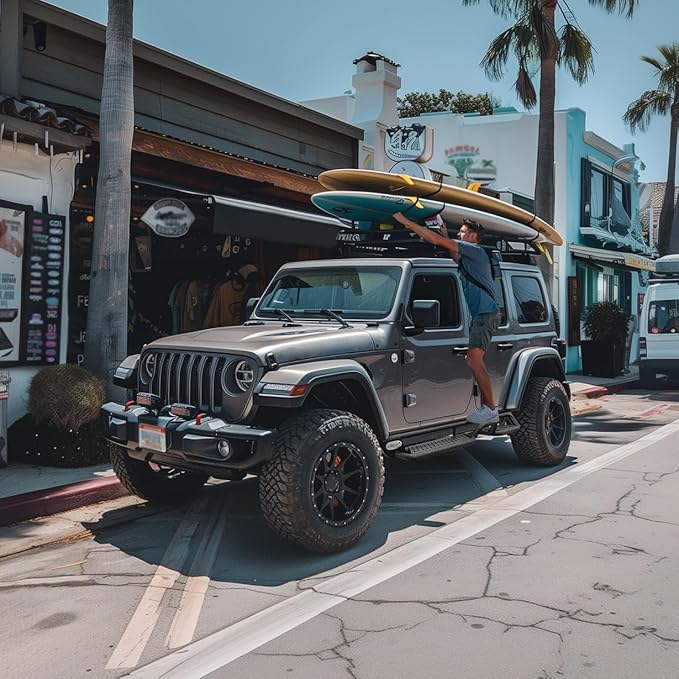 BINARY STAR Running Boards Compatible with Vehicle 2018-2025 Jeep Wrangler JL 4 Doors, 6 Inch Two-Stair Side Steps Truck Nerf Bars, Wrangler JL Carbon Steel Side Steps Truck Step Bars Estribos para