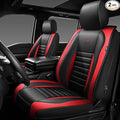 CAR PASS Nappa Leather Car Seat Covers Front Seats, Luxury Seat Protector for Cars, Waterproof Anti-Slip Seat Cushion Armrest Compatible Airbag Universal for Sedan SUV Pick-up Truck Auto, Black Red