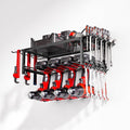 Power Tool Organizer, Garage shelving 2 Layers Garage Tool Organizers 4 Drill Holder Wall Mount, and Heavy Duty Metal Tool Shelf with Screwdriver Holder/Plier Holder/Hammer Holder (Black, 2 Layer)