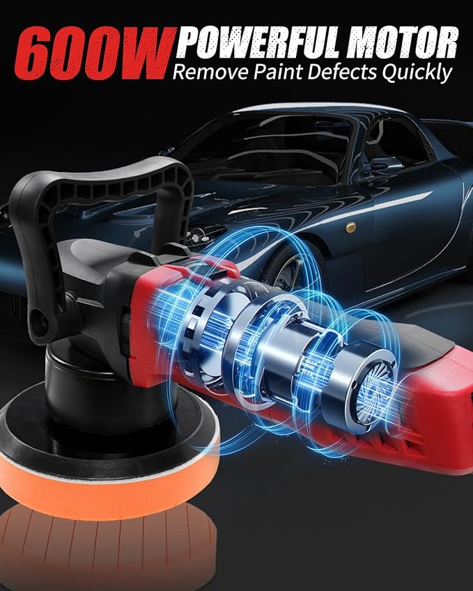 AVID POWER Buffer Polisher, 6-inch Dual Action/DA Polisher for Car Detailing, Random Orbital Car Buffer Polisher Waxer Kit with Variable Speed & 3 Polishing Pads