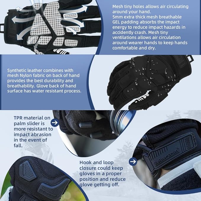 Seibertron SPS Series Touchscreen Motorcycle Motocross BMX ATV MTB Bicycle Cycling Full or Half Finger Gloves Adult and Youth