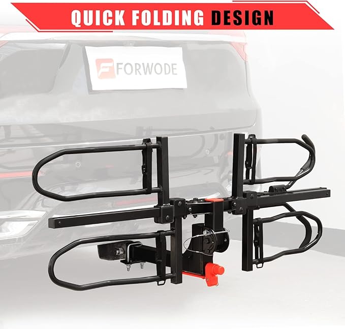 FORWODE Hitch Mount Bike Rack Fits 2 X 80 lbs Bicycle, Platform Bike Rack for Car SUV Truck, Qucik Released, Foldable Wobble Free, Locking Hitch,Fat and Standard, 2 Inch Receiver