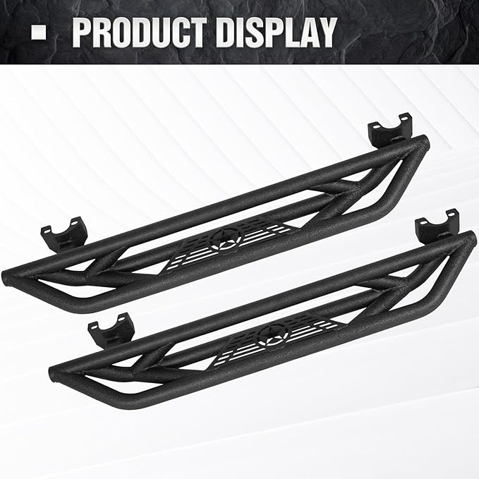 for Jeep JK Running Boards Drop Side Steps Compatible with 2007-2018 Jeep Wrangler JK 2 Doors, Heavy-Duty Steel Nerf Bars Step Plates Rock Sliders Rails (Off-Road, Black)