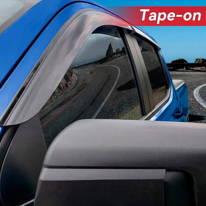 Window Visors Rain Guards for 2019-2025 Chevy Silverado/GMC Sierra 1500 Crew Cab, Out-Channel Window Vent Wind Deflectors Visors Shades for 20-25 Silverado/Sierra 2500HD 3500HD Crew Cab